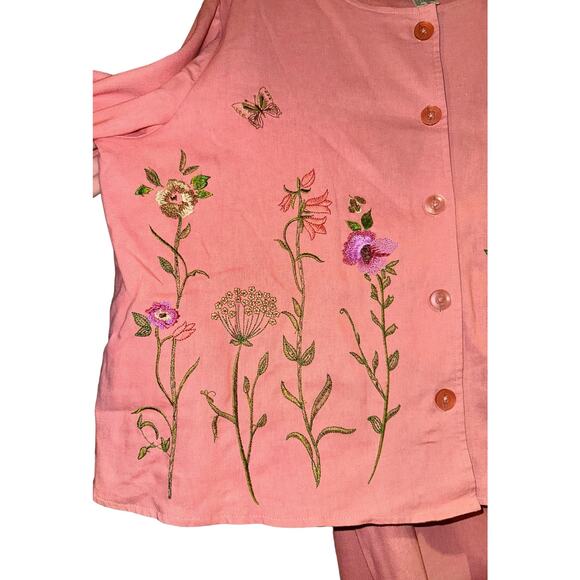 Studio Ease Floral Embroidered Butterfly Jacket with Dress Linen Fairy Sz 18W - Picture 6 of 16